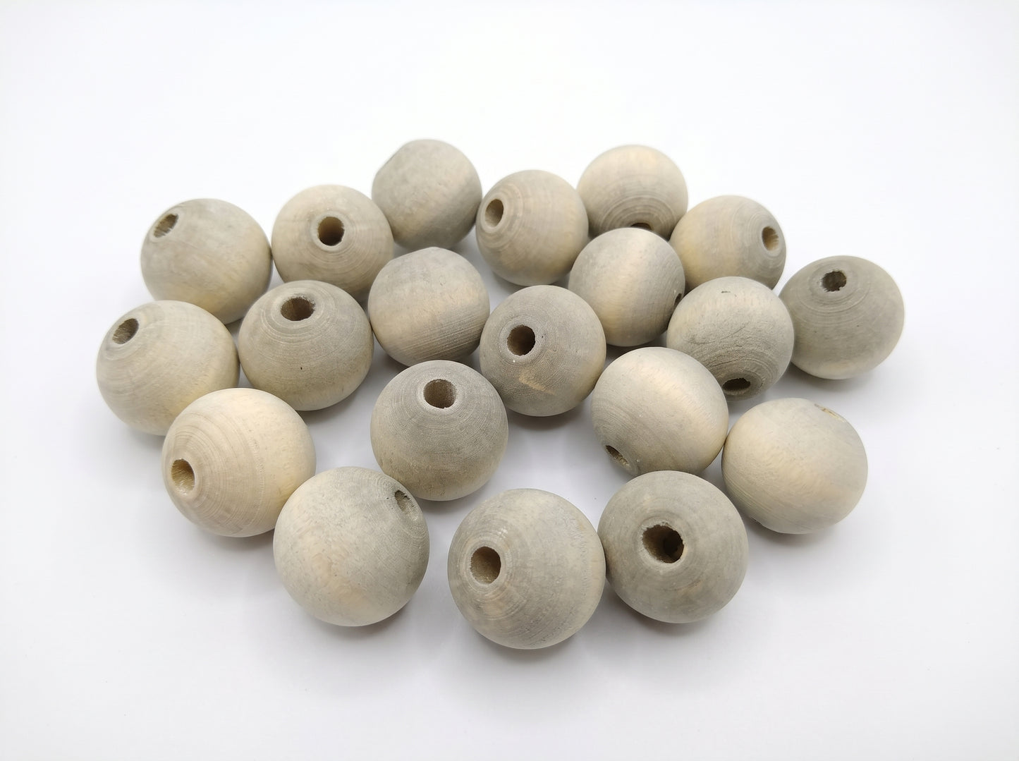 20-PC Washed Dyed Gray Wood Beads