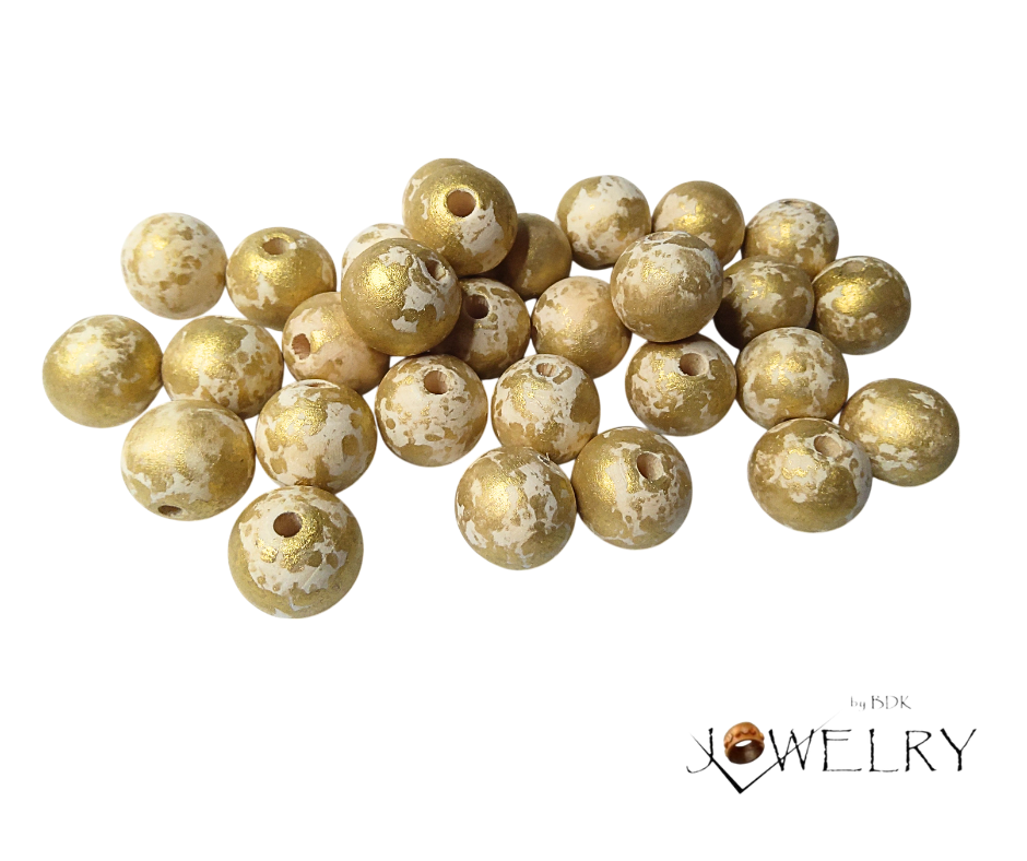 30-Pack Gold Metallic Designer Beads