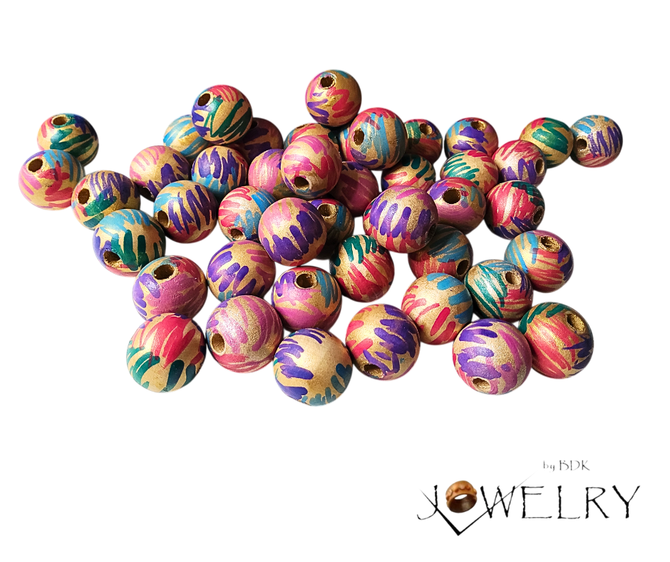20-Pack Gold Graffiti Designer Beads