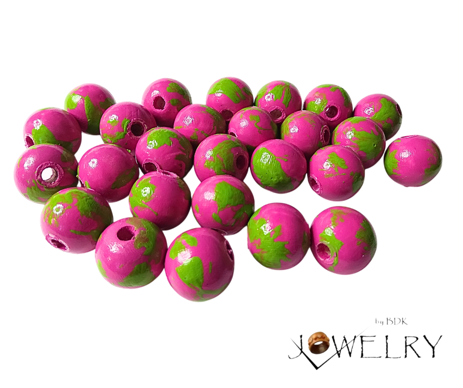 25-Pack Pink & Green Designer Beads