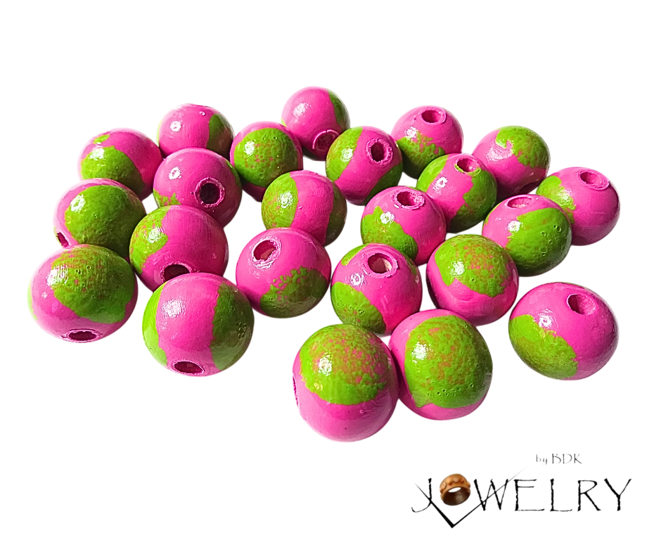 20-Pack Pink & Green Designer Beads