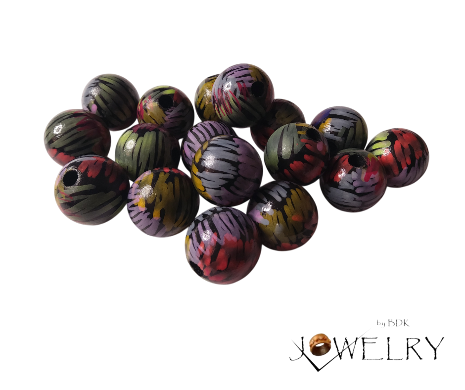 10-Pack Black Graffiti Designer Beads