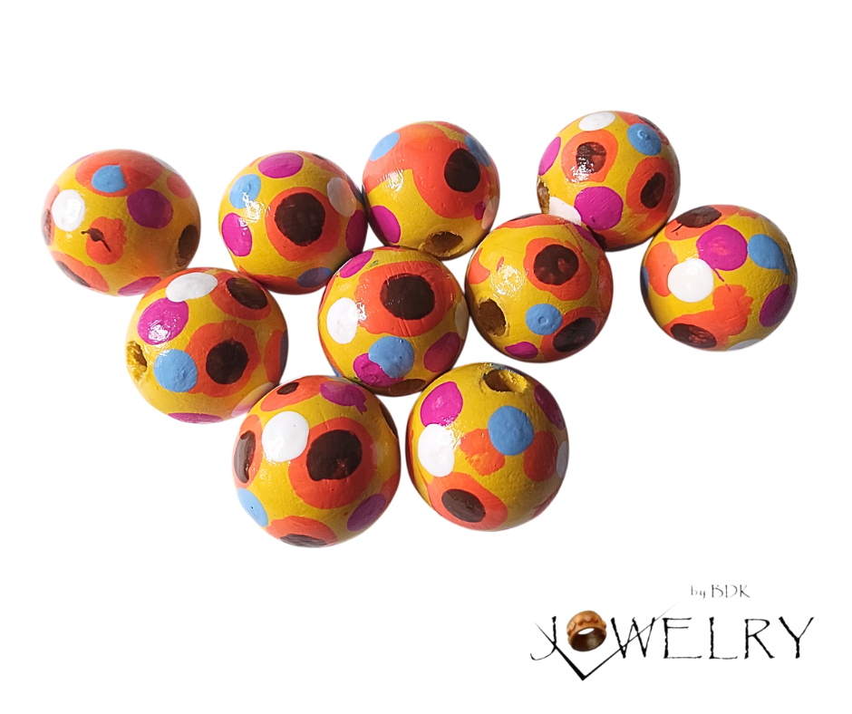 10-Pack Yellow Polka Dot Designer Beads