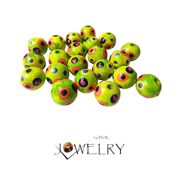 20-Pack Green Polka Dot Designer Beads