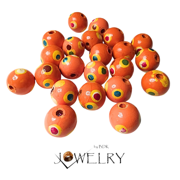 20-Pack Orange Polka Dot Designer Beads