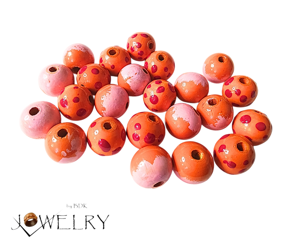 30-Pack Orange & Pink Designer Beads