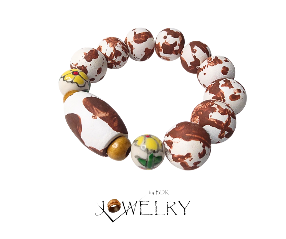 Handmade Cow Print Inspired Boho Bracelet