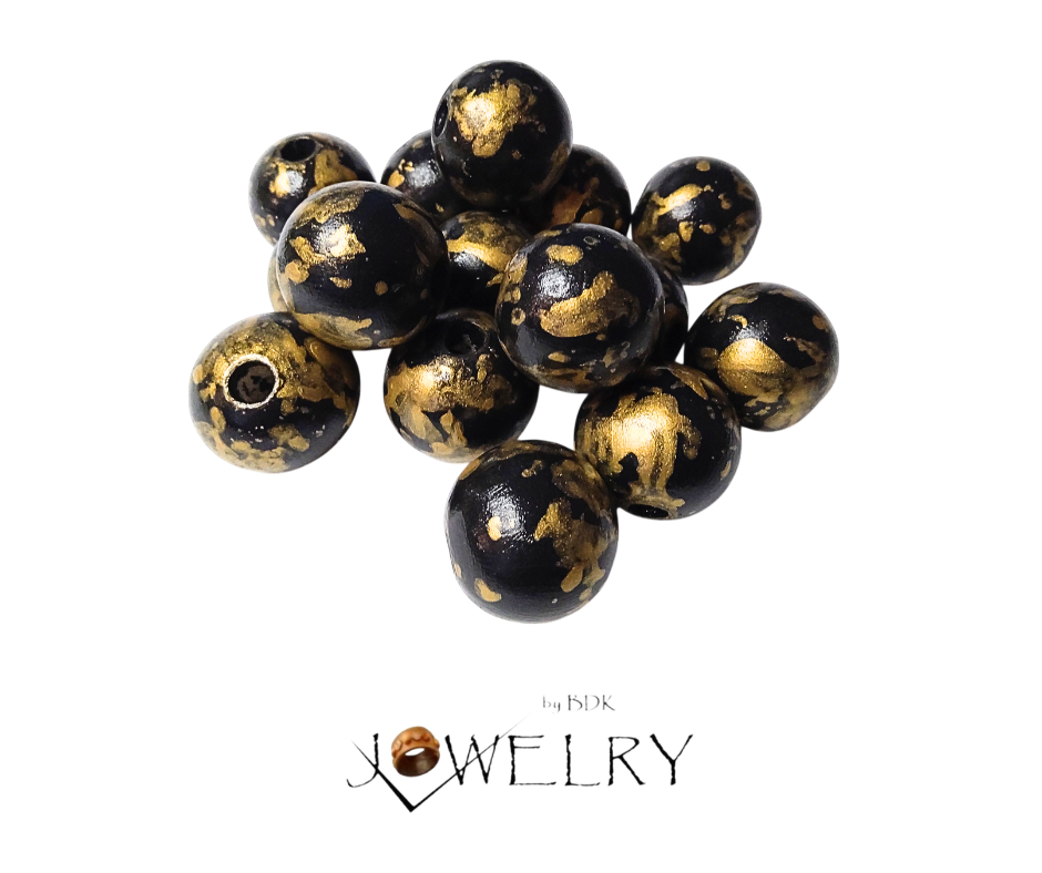 10-Pack Black & Gold Designer Beads