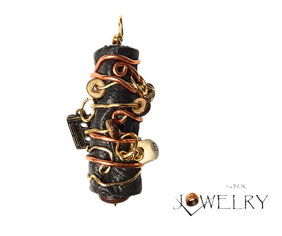 Distressed Genuine Leather Vintage Inspired Boho Pendant