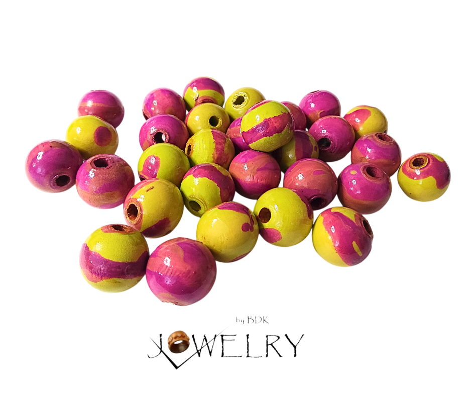 30-Pack Purple & Bright Green Designer Beads