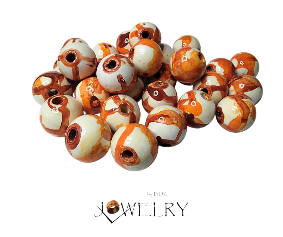 10-Pack White/Orange/Brown Designer Beads
