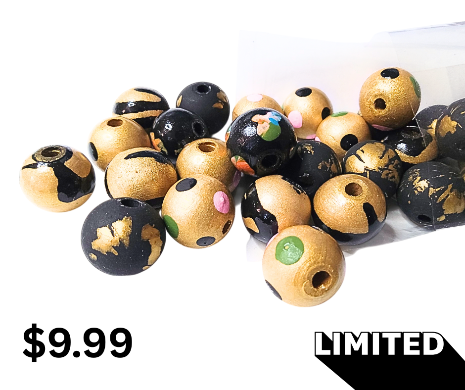 40-Pack Assorted Golds & Black Beads