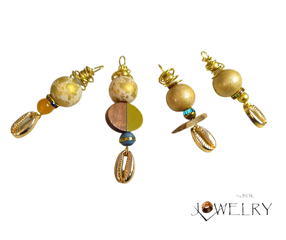 4-Pack Gold Tone Cowrie Shell Pendants