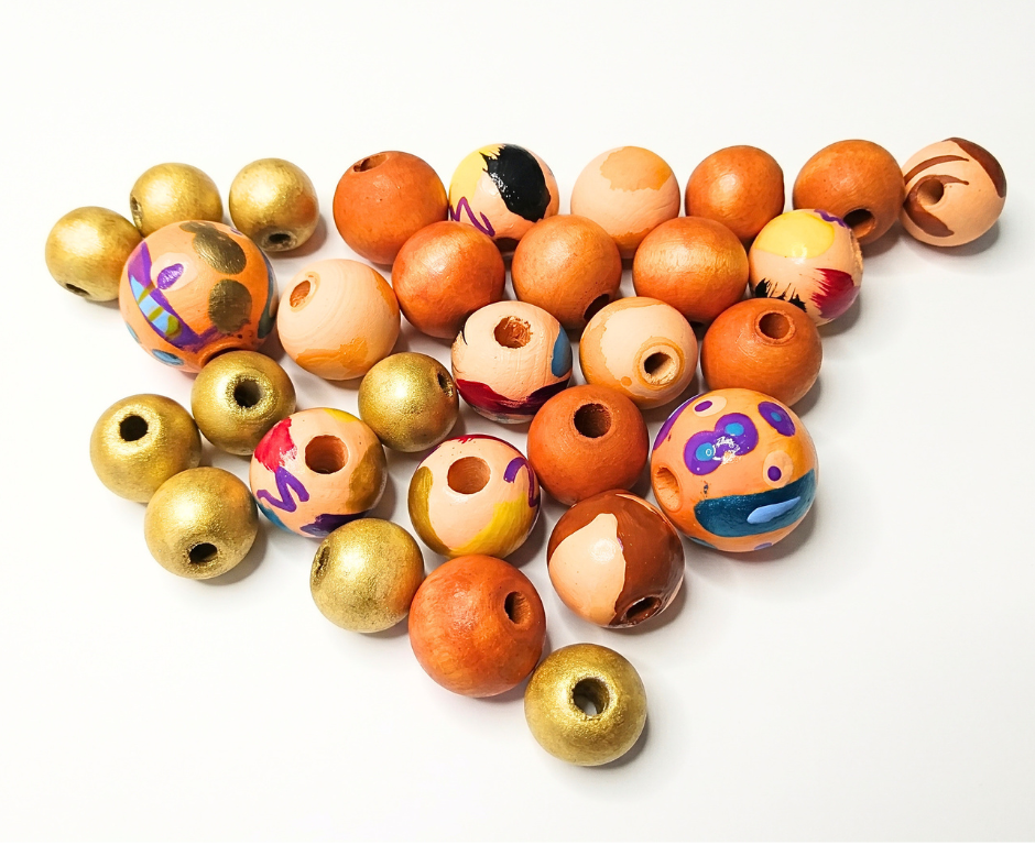 30-PC Mixed Colors Hand-Painted Beads
