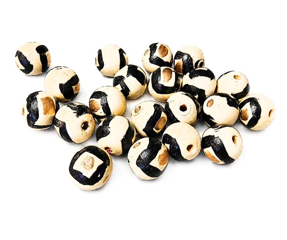 20-PC Hand-Painted Wood Beads