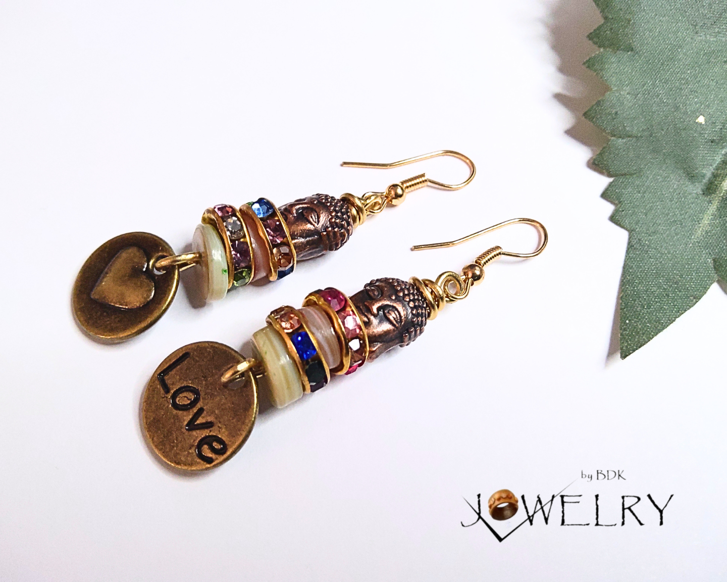 Buddha Head Love Dangle Earrings