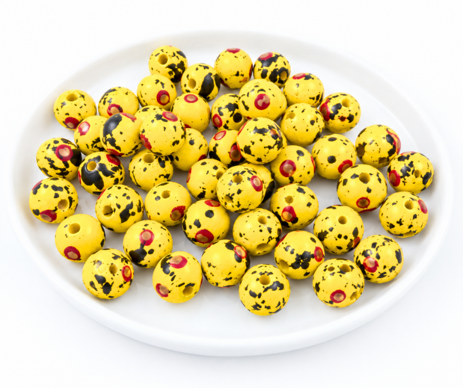 20-PC Hand-Painted Wood Beads