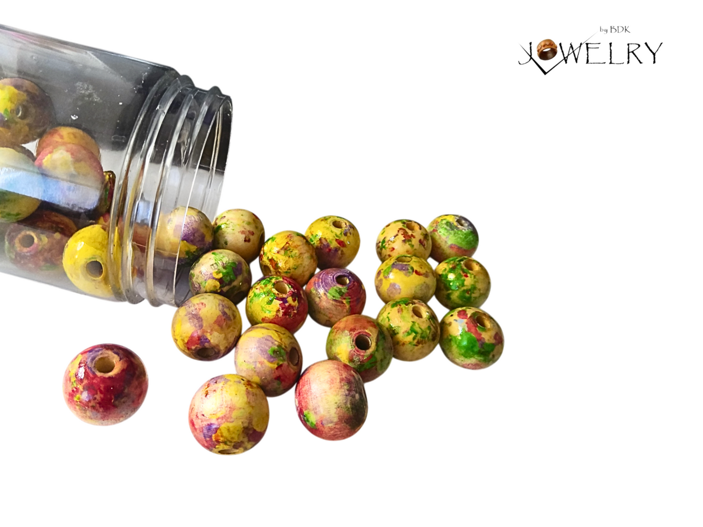 50-Pack Glossy Tie-Dye Designer Beads