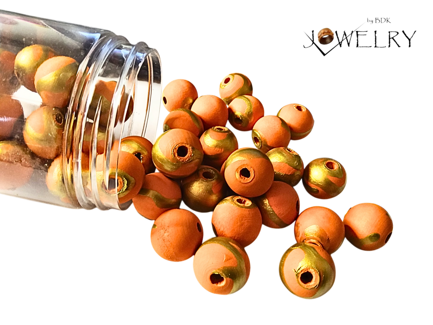 50-Pack Orange & Gold Designer Beads