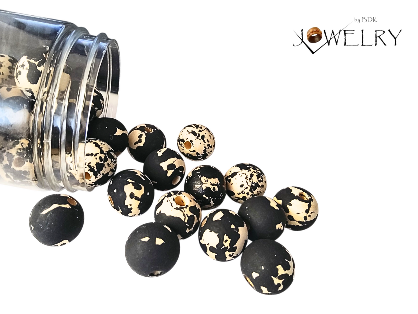 20-Pack Natural & Black Designer Beads