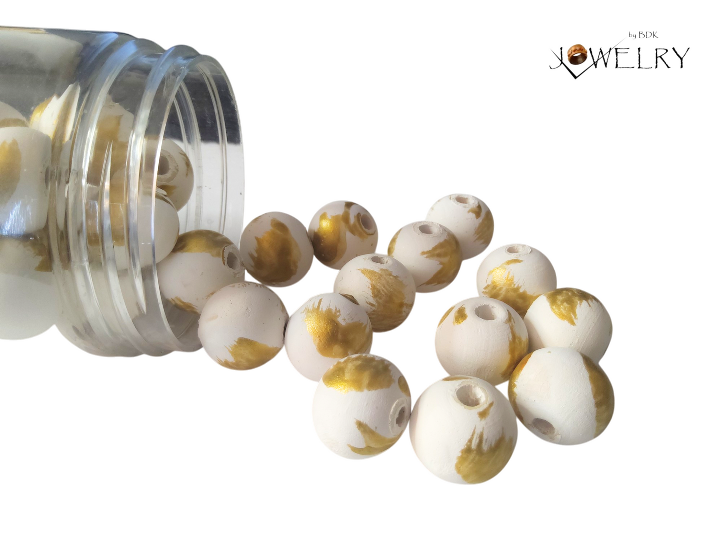 45-Pack White & Gold Designer Beads
