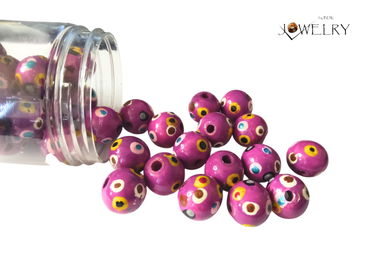 40-Pack Plum Polka Dot Designer Beads