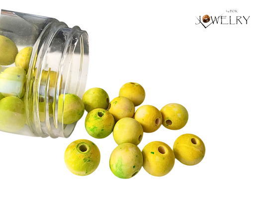 25-Pack Yellow & Green Tie-Dye Designer Beads