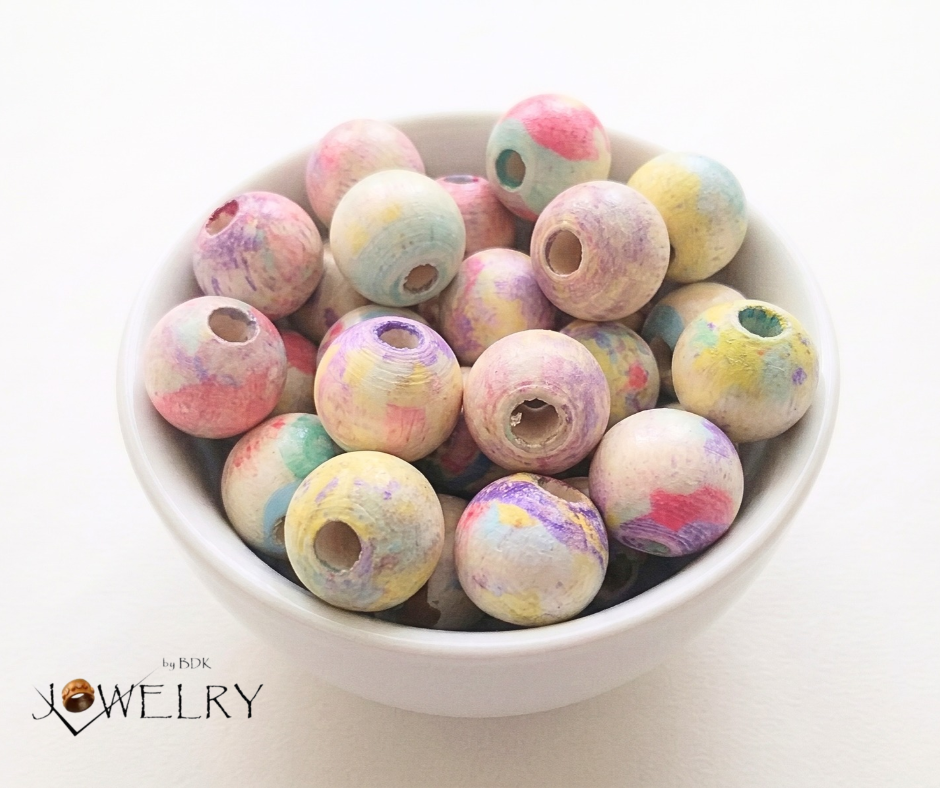 20-PC Tie Dye Wood Beads