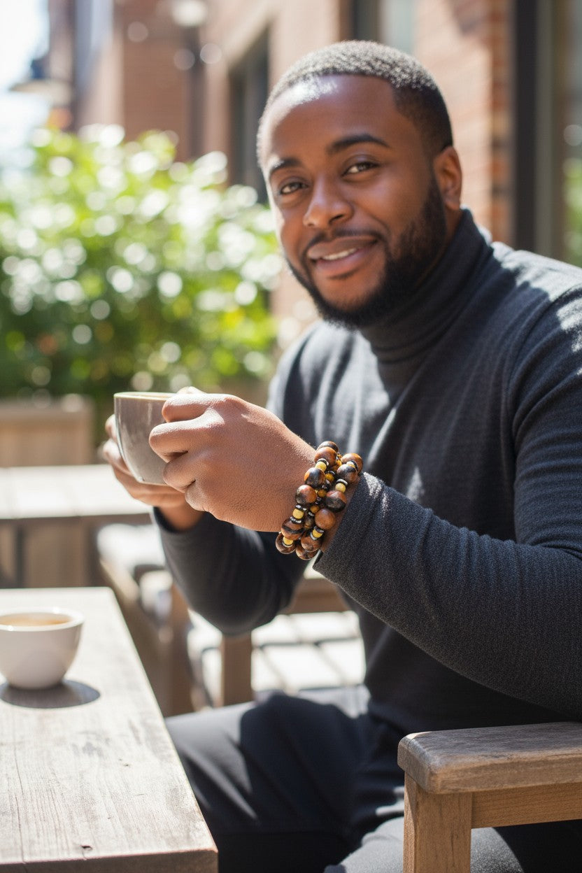 Black & Brown Unisex Boho Stretch Bracelets