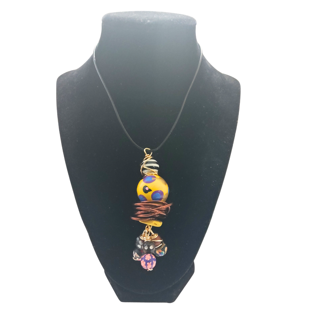 Chunky Polk-a-Dot Bumble Bee Pendant