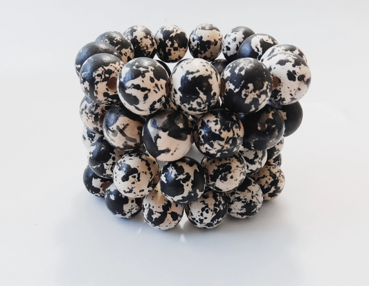 Black Color Washed 20MM Beaded Stretch Bracelets