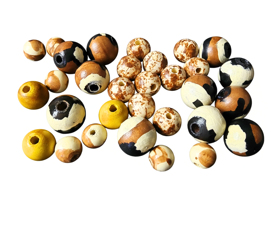 30-PC Mixed Hand-Painted Animal Print Inspired Beads