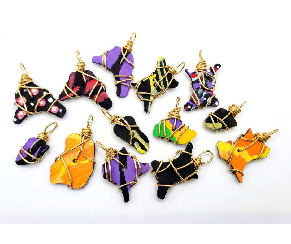6‑Piece Custom Boho Charm Set – Hand‑Painted Wood