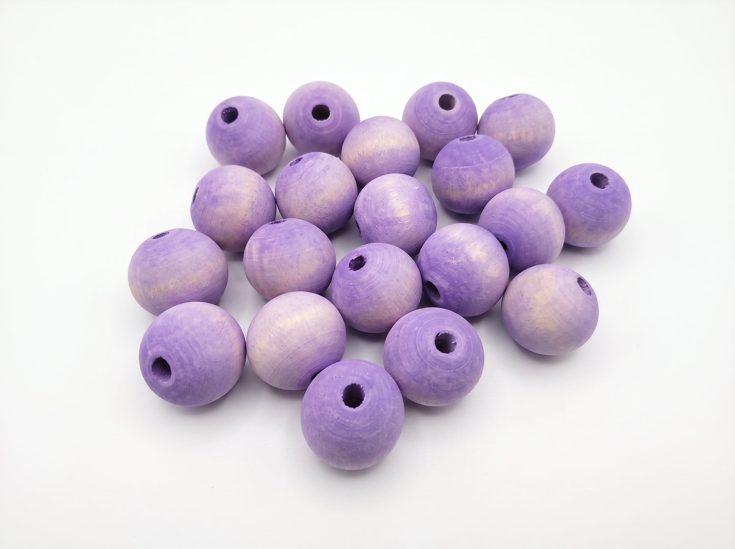 20-PC Washed Lavender Dyed Wood Beads