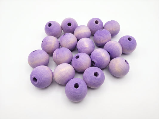 20-PC Washed Lavender Dyed Wood Beads