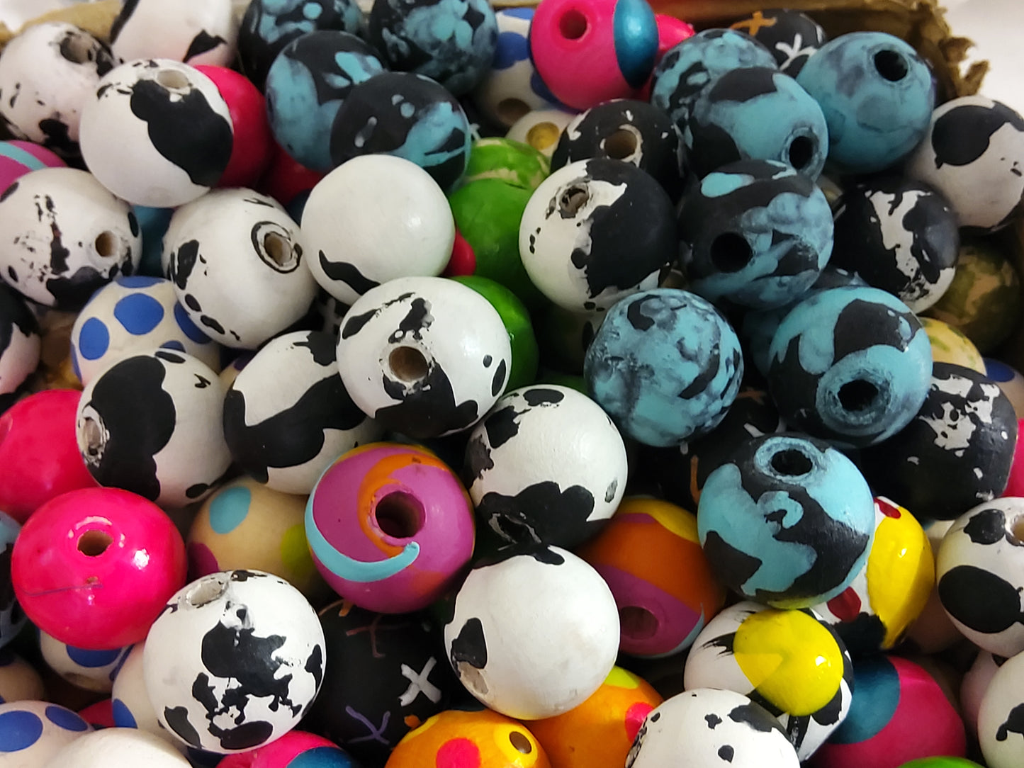 20 Mixed Hand-Painted 20MM Beads