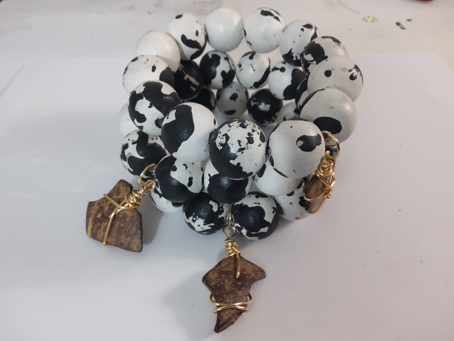 Cow Print Color Washed Chunky Bracelet - Single