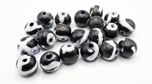 Black & White Hand-Painted Wood Beads