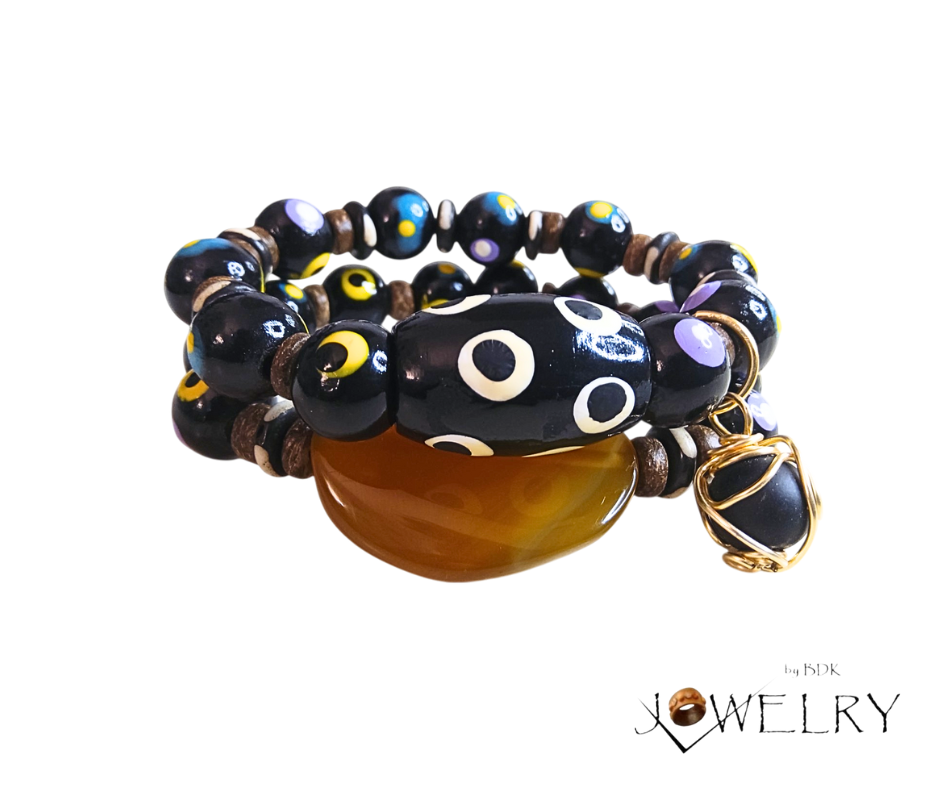 2-PC Dyed Agate Boho Bracelet