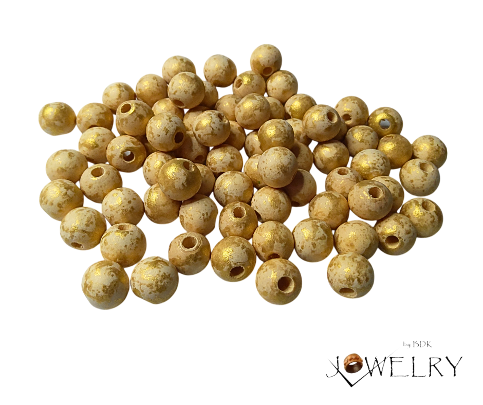 40-Pack 12MM Gold & Natural Designer Beads
