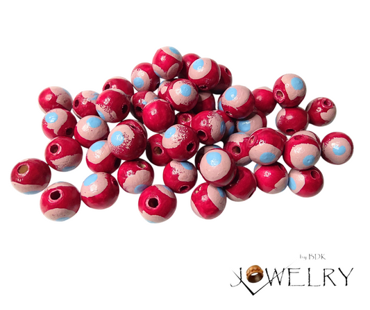 25-Pack Artistic Boho Crimson Red Designer Beads