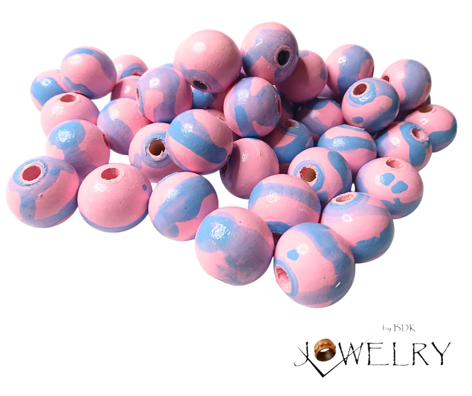 20-Pack Cotton Candy Hand-Painted Designer Beads