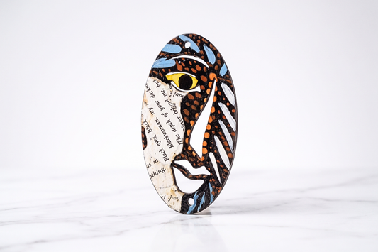 Hand-Painted 4-Inch Distressed Wood Face Pendant