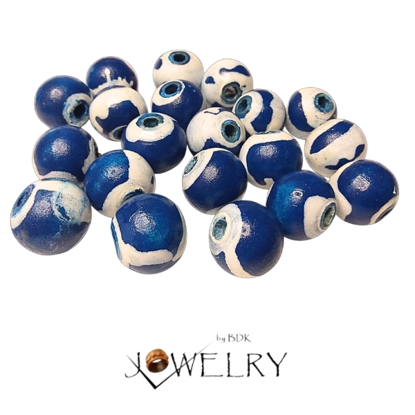 20-Pack Blue & White Designer Beads