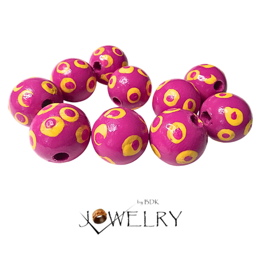 10-Pack Fuchsia & Yellow Designer Beads