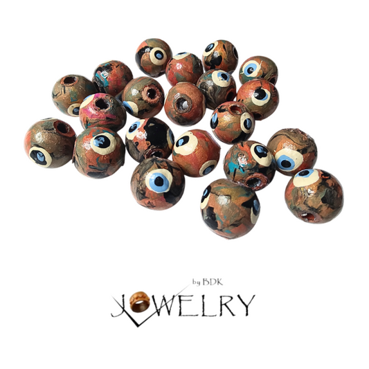 20-Pack Brownish Polka Dot Designer Beads