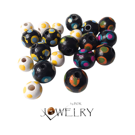 20-Pack Mixed Polka Dot Designer Beads
