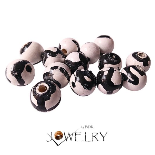20-Pack Black & White Designer Beads