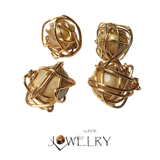 4-Pack Gold Tone Wire Wrapped Beads
