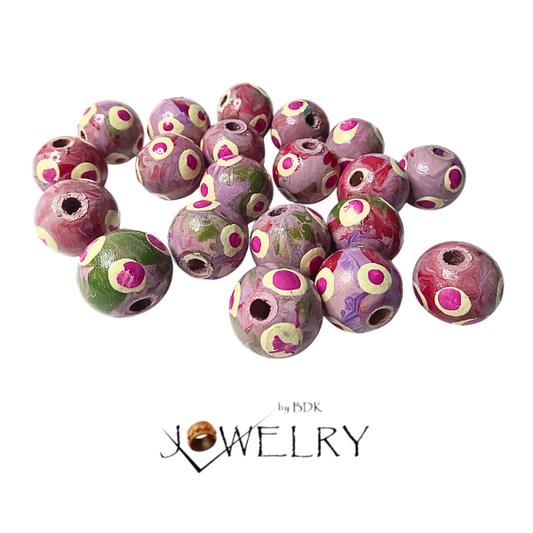20-Pack Rose Polka Dot Designer Beads